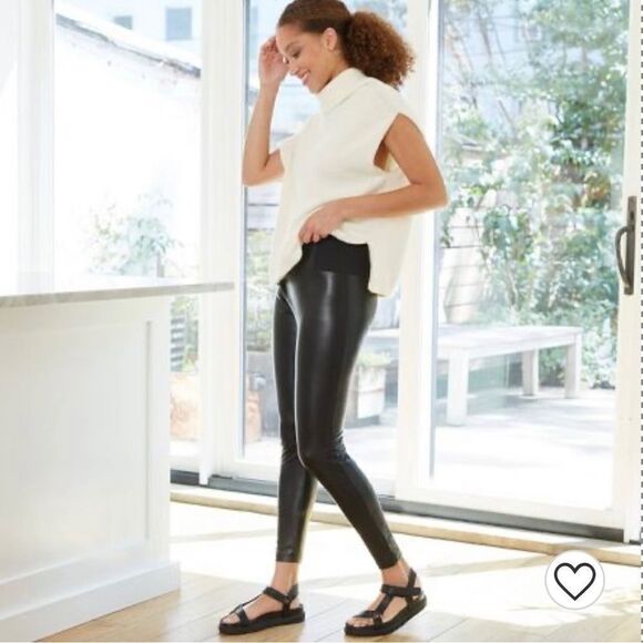 Women's Faux Leather High Waist Leggings XS New NWT - Picture 8 of 9